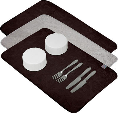 Heart Home Rectangular Pack of 3 Table Placemat(Multicolor, Microfibre)