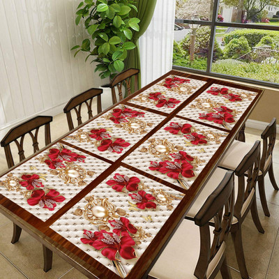 LooMantha Rectangular Pack of 6 Table Placemat(Gold, PVC)