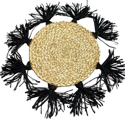pjute Round Pack of 1 Table Placemat(Gold, Black, Jute)