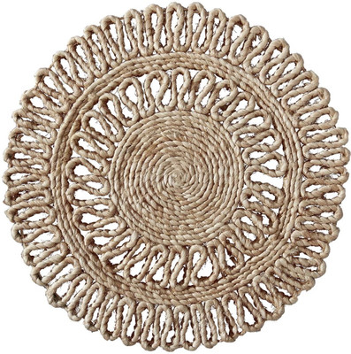 pjute Round Pack of 1 Table Placemat(Gold, Jute)