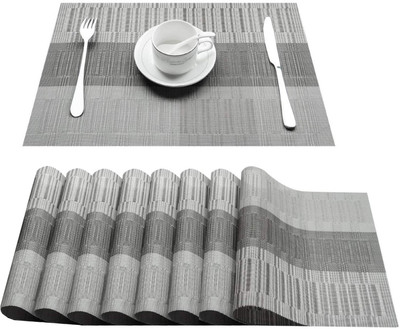 YELONA Rectangular Pack of 8 Table Placemat(Grey, PVC)