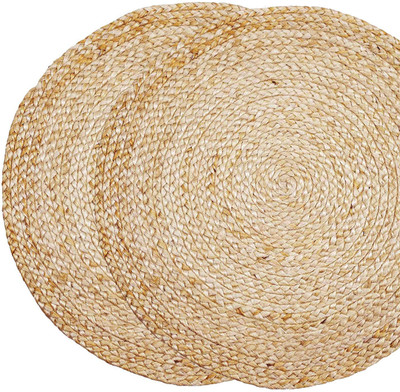 MALVOLIO Round Pack of 2 Table Placemat(Grey, Jute)
