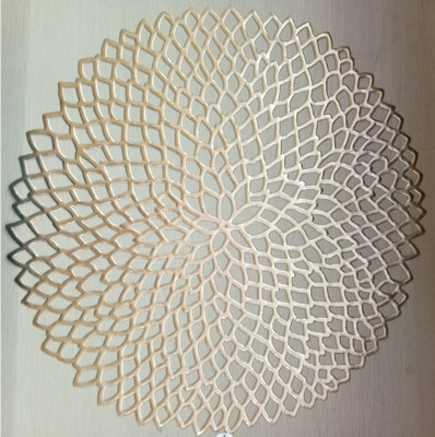 SHRI MAHAVIR IMPEX Round Pack of 6 Table Placemat(Gold, Lace)