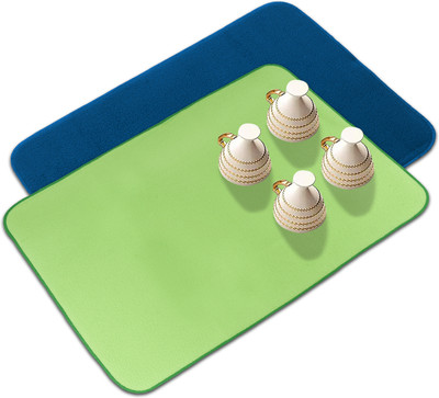 KUBER INDUSTRIES Rectangular Pack of 2 Table Placemat(Blue, Green, Microfibre)