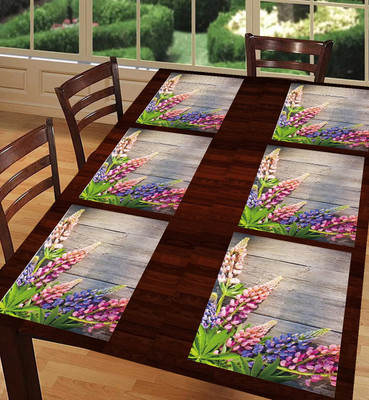 SANRAKSSHAN Rectangular Pack of 6 Table Placemat(Green, PVC)