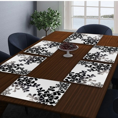 LOTUSKING Rectangular Pack of 6 Table Placemat(Black, PVC)