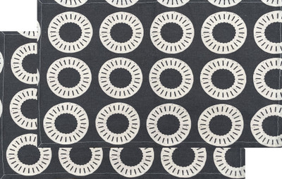 Lunar Days Rectangular Pack of 2 Table Placemat(Black, Cotton)
