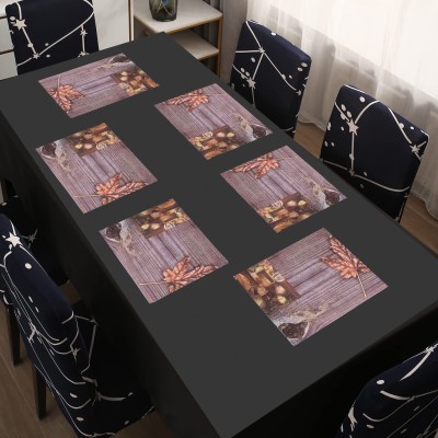 REVEXO Rectangular Pack of 6 Table Placemat(Gold, PVC)