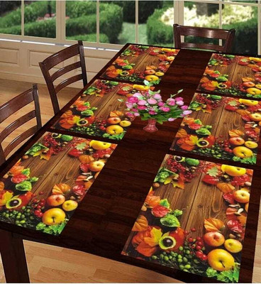 LOTUSKING Rectangular Pack of 6 Table Placemat(Orange, PVC)