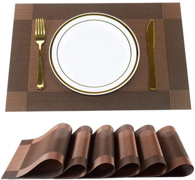 NEXIVA Rectangular Pack of 4 Table Placemat(Brown, Polypropylene)