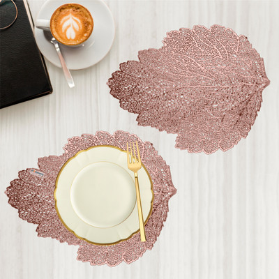 HOMESTIC Rectangular Pack of 2 Table Placemat(Gold, Leather)
