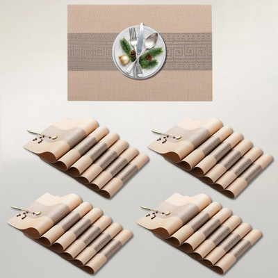 Daidokoro Rectangular Pack of 24 Table Placemat(Beige, Grey, PVC)