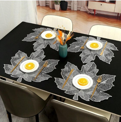 Dakshya Industries Cut Corner Pack of 4 Table Placemat(Silver, PVC)
