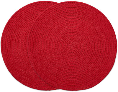 ROSSLYN Round Pack of 2 Table Placemat(Red, Jute)