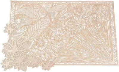KGBTREADS Square Pack of 1 Table Placemat(Gold, PVC)