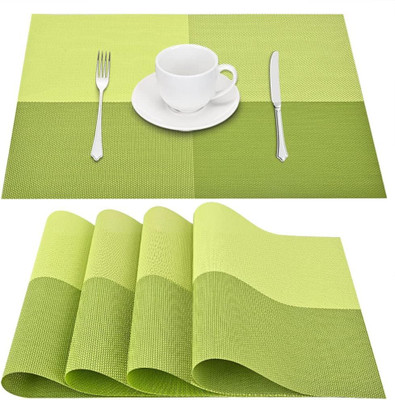 shopping mart Rectangular Pack of 4 Table Placemat(Green, Polyester, Plastic)