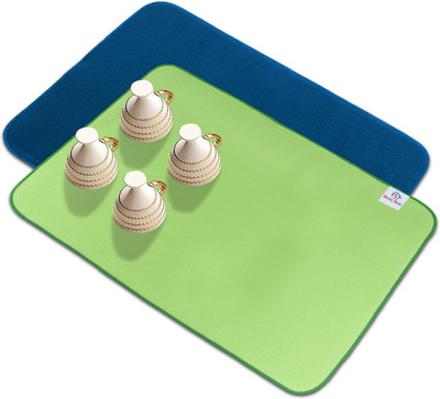 Heart Home Rectangular Pack of 2 Table Placemat(Blue, Green, Microfibre)