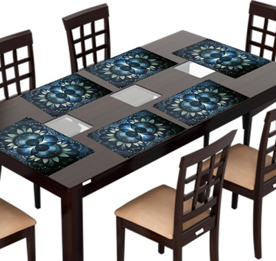 KANUSHI Rectangular Pack of 6 Table Placemat(Black, PVC)
