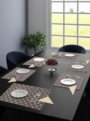 Saral Home Rectangular Pack of 6 Table Placemat(Brown, Cotton)
