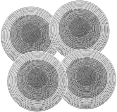 pepplo Round Pack of 4 Table Placemat(Grey, Cotton)