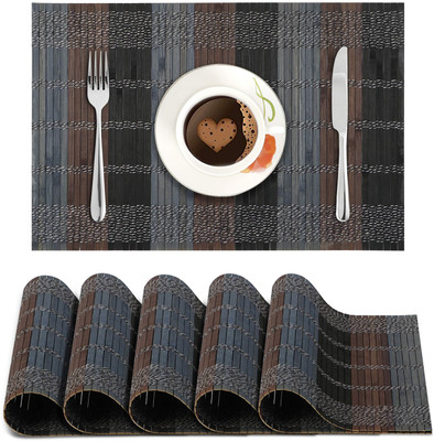 HOKiPO Rectangular Pack of 6 Table Placemat(Multicolor, Natural Bamboo)
