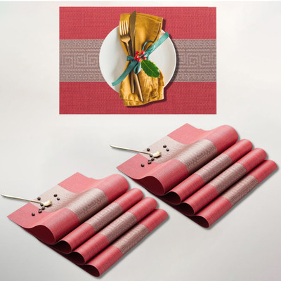 Daidokoro Rectangular Pack of 8 Table Placemat(Red, Grey, PVC)