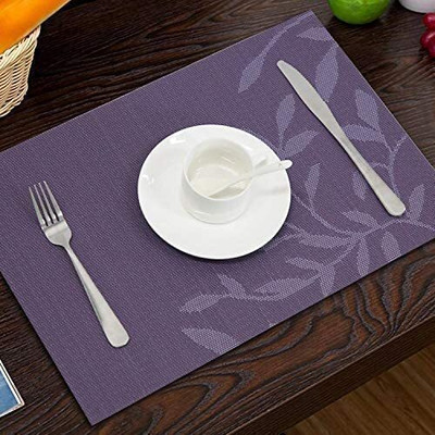 jamunesh Rectangular Pack of 4 Table Placemat(Purple, PVC)
