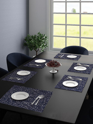 Saral Home Rectangular Pack of 6 Table Placemat(Blue, Velvet)
