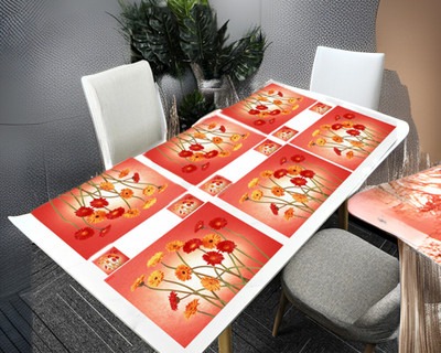 REVEXO Rectangular Pack of 6 Table Placemat(Multicolor, PVC)