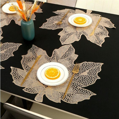 Dakshya Industries Cut Corner Pack of 2 Table Placemat(Gold, PVC)