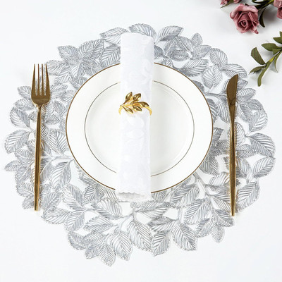 Dakshya Industries Round Pack of 4 Table Placemat(Silver, PVC)