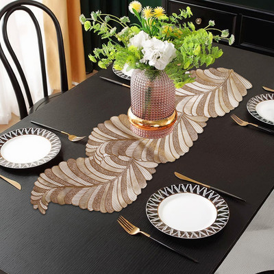 Crosmo Rectangular Pack of 1 Table Placemat(Gold, PVC)