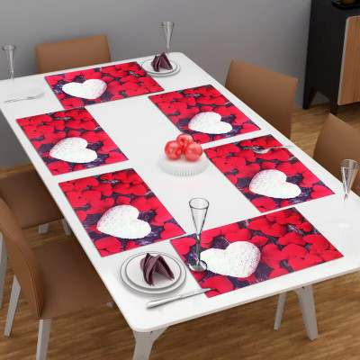 DPA Collection Rectangular Pack of 6 Table Placemat(Red, PVC)