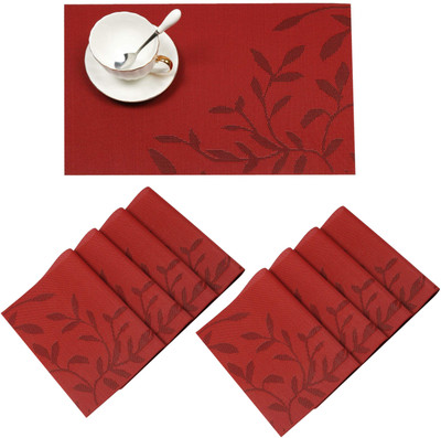 KitchEase Rectangular Pack of 8 Table Placemat(Maroon, PVC)