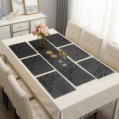 HOKiPO Rectangular Pack of 7 Table Placemat(Black, PVC)