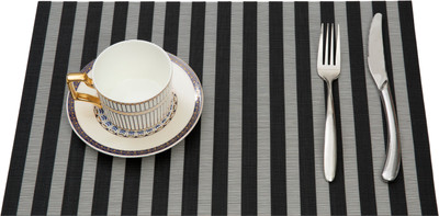 HS WORLD Rectangular Pack of 1 Table Placemat(Grey, PVC)