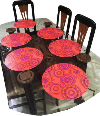 Avantae Round Pack of 6 Table Placemat(Red, PVC)