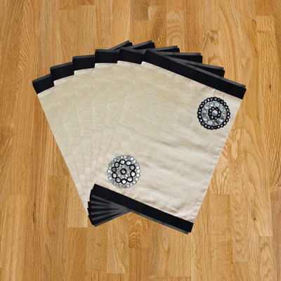 Dekor World Rectangular Pack of 6 Table Placemat(Black, Grey, Cotton)