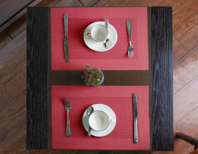 Aparajithaa Rectangular Pack of 2 Table Placemat(Red, Cotton)