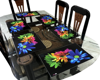 LaVichitra Rectangular Pack of 6 Table Placemat(Multicolor, Paper)