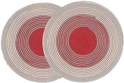 HEXONIQ Round Pack of 2 Table Placemat(Red, Cotton)
