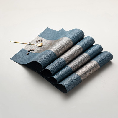 Bhaguji Rectangular Pack of 4 Table Placemat(Blue, PVC)