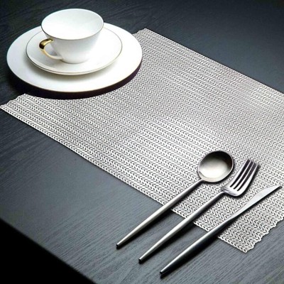 Skywalk Rectangular Pack of 2 Table Placemat(Silver, PVC)