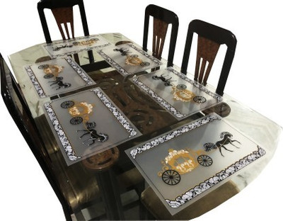 Ronni Rectangular Pack of 6 Table Placemat(Gold, PVC)