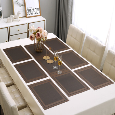 HOKiPO Rectangular Pack of 7 Table Placemat(Brown, PVC)