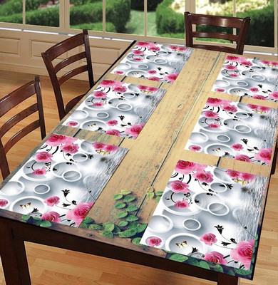 Flipkart SmartBuy Rectangular Pack of 6 Table Placemat(Pink, White, PVC)