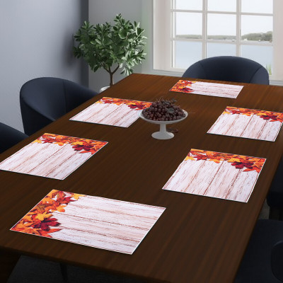 Dakshya Industries Rectangular Pack of 6 Table Placemat(Orange, PVC)