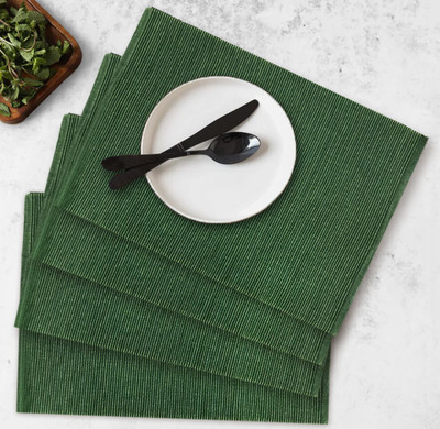 OASIS Rectangular Pack of 4 Table Placemat(Dark Green, Cotton)
