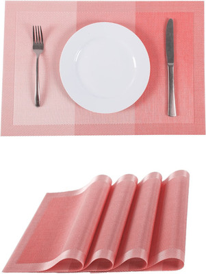 pepplo Rectangular Pack of 4 Table Placemat(Red, Plastic)
