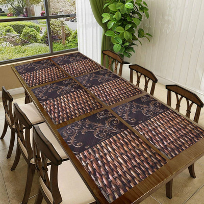REVEXO Rectangular Pack of 6 Table Placemat(Beige, PVC)